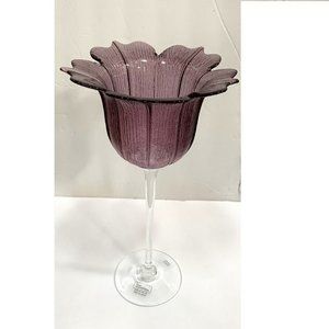 Marividros Hand Blown Colored Glass Long Stem Pedestal Bowl